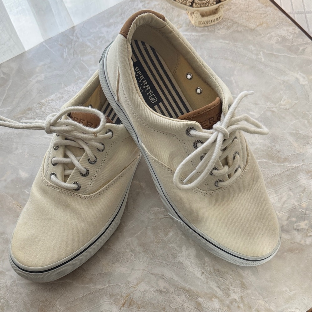 Sperry Men's Off-White Canvas Boat Shoes